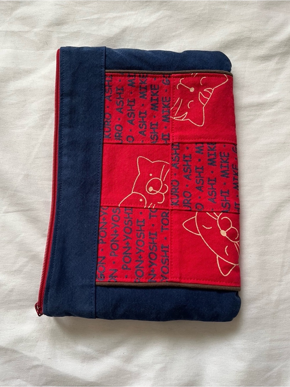 Red and Navy Cat Print Pouch